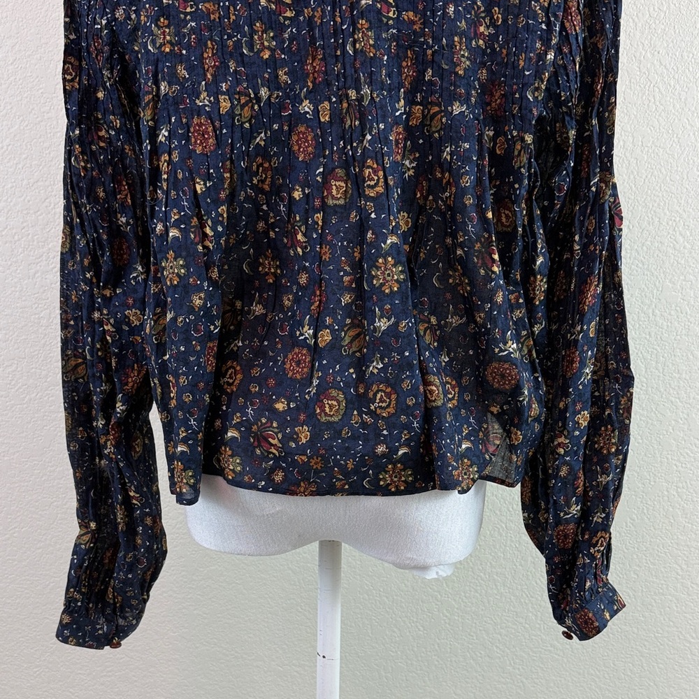 Veronica Beard Sherwood Floral Pleated Button Front‎ 100% Cotton Women's Top 6 - Picture 9 of 13
